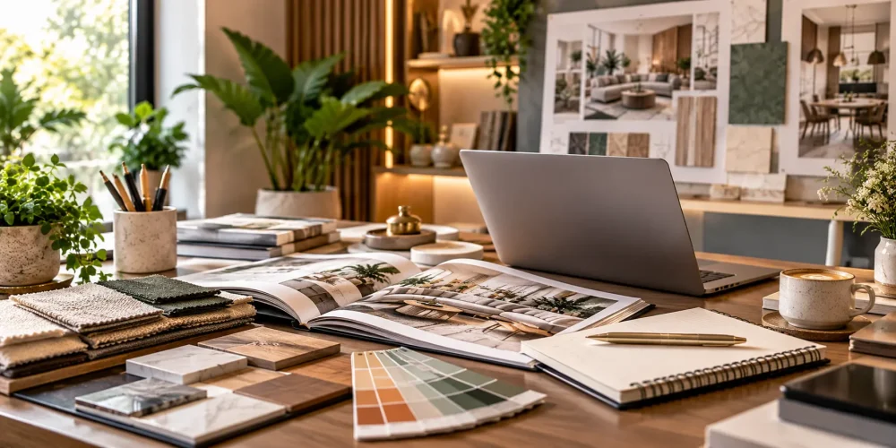 Cozy Interior Design Moodboard Workspace